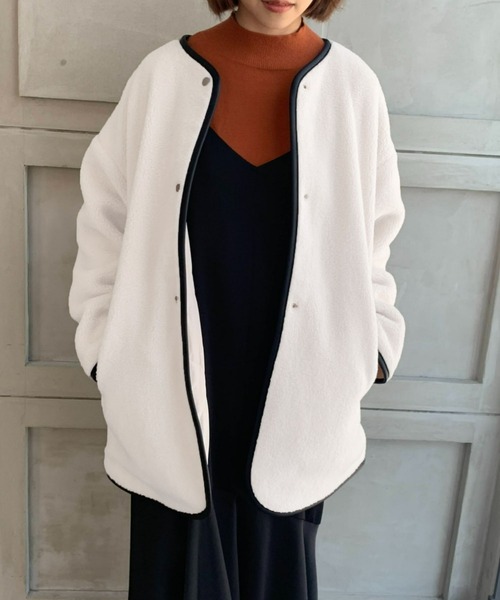 「moment+」 ノーカラーコート L ライトベージュ レディース_画像9