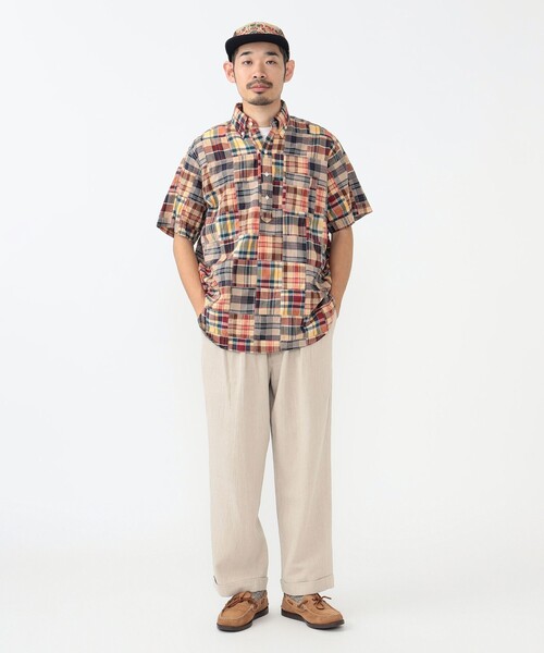 美品＜BEAMS PLUS＞マドラスチェック パッチワーク プルオーバーシャツ 美品＜BEAMS PLUS＞マドラスチェック パッチワーク プルオーバー