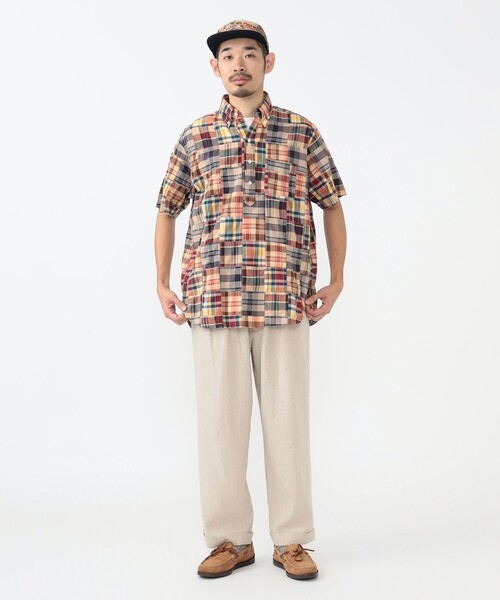 美品＜BEAMS PLUS＞マドラスチェック パッチワーク プルオーバーシャツ 美品＜BEAMS PLUS＞マドラスチェック パッチワーク プルオーバー