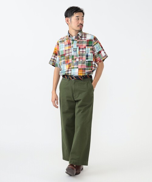 BEAMS+ シャツ マドラス パッチワーク プルオーバー ボタン
