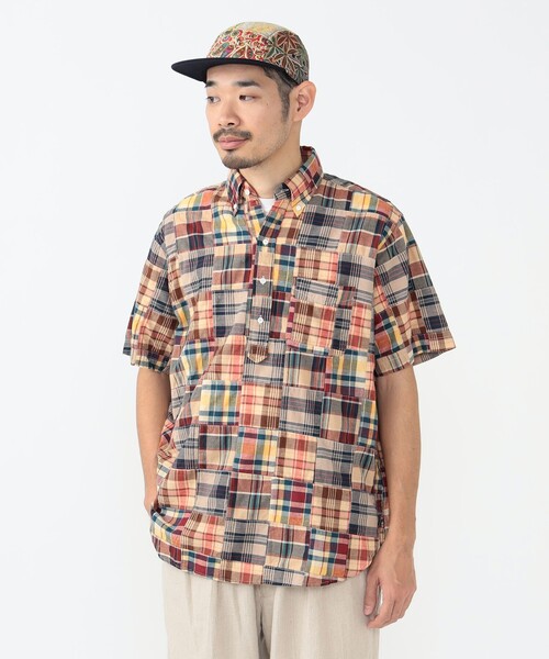 美品＜BEAMS PLUS＞マドラスチェック パッチワーク プルオーバーシャツ 美品＜BEAMS PLUS＞マドラスチェック パッチワーク プルオーバー