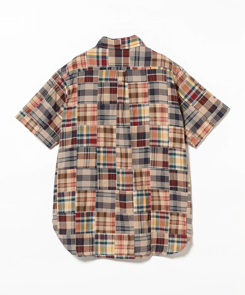 美品＜BEAMS PLUS＞マドラスチェック パッチワーク プルオーバーシャツ BEAMS+ シャツ マドラス パッチワーク プルオーバー ボタン