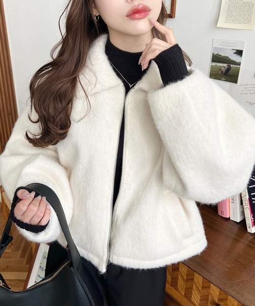 moment+ ジップアップブルゾン M アイボリー レディース : ZOZOTOWN