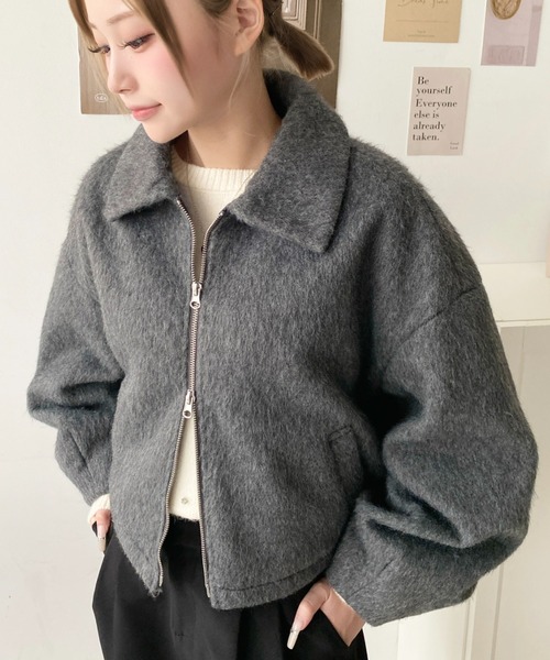 moment+ ジップアップブルゾン M アイボリー レディース : ZOZOTOWN