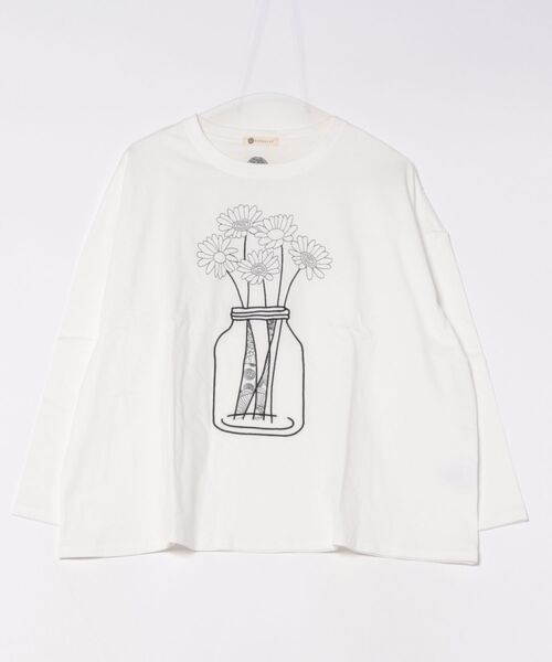 tシャツ (BD)「BARNDOOR」デイジー 刺繍 長袖 Tシャツ レディース