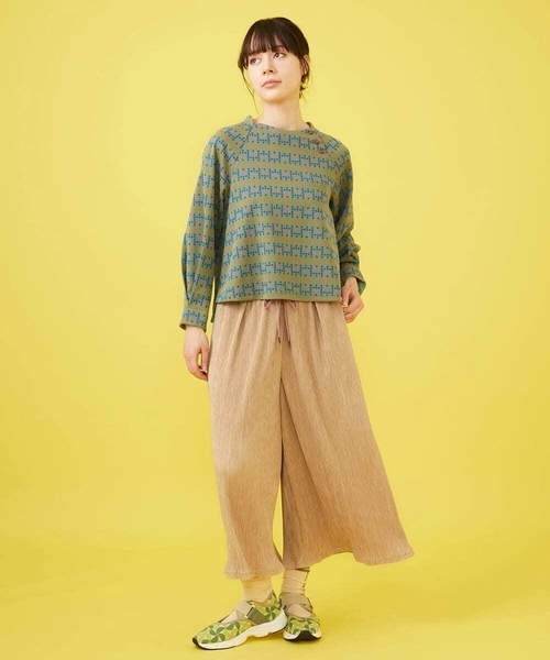 Jocomomola（ホコモモラ） パンツ Ondas プリーツワイドイージーパンツ