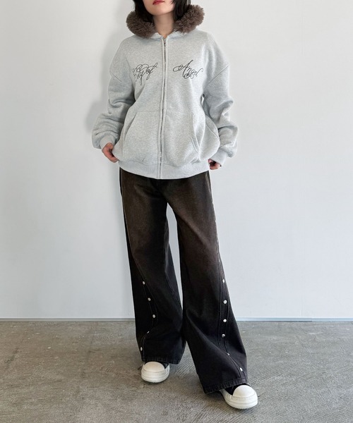 パーカー フェイクファージップアップパーカー メンズ レディース