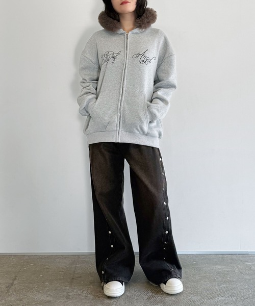 パーカー フェイクファージップアップパーカー メンズ レディース