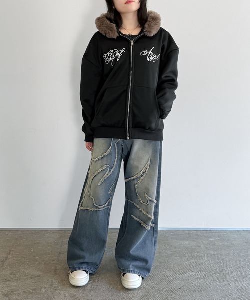 パーカー フェイクファージップアップパーカー メンズ レディース