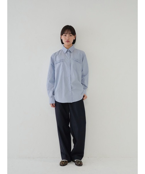 Bargiee ブラウス シャツ ストライプフリルシャツ レディース 