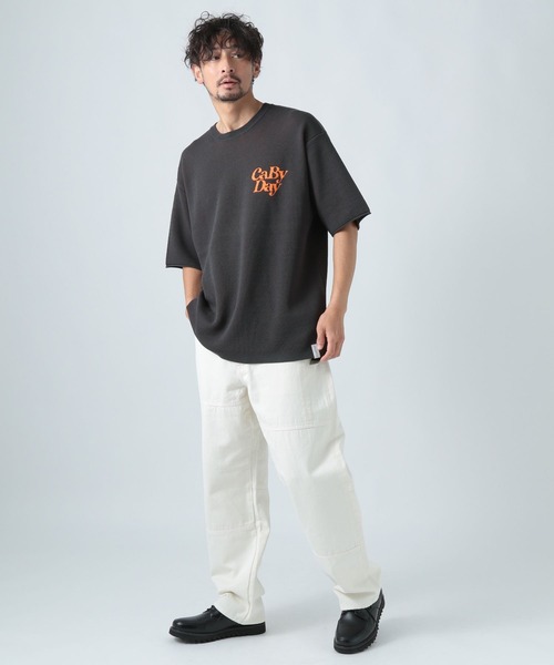 「BAYFLOW」 半袖ニット LARGE ネイビー メンズ