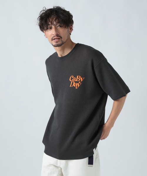 「BAYFLOW」 半袖ニット LARGE ネイビー メンズ