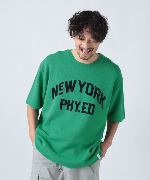 「BAYFLOW」 半袖ニット LARGE ネイビー メンズ