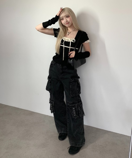 パンツ y2k cargo pants BLACK studs SKINS パンツ y2k cargo pants BLACK studs SKINS y2k cargo pants BLACK