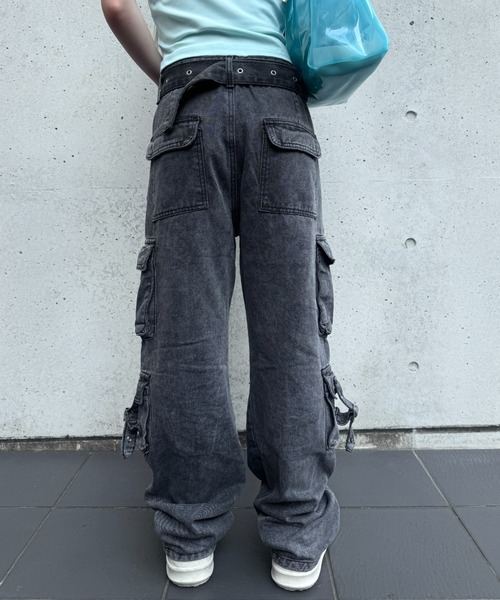 lilful ワイドパンツ カーゴパンツ ベルト付き Y2K ストリート