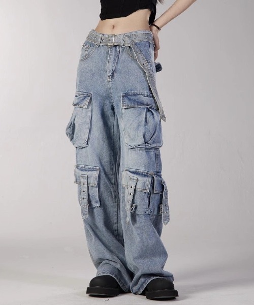 lilful ワイドパンツ カーゴパンツ ベルト付き Y2K ストリート