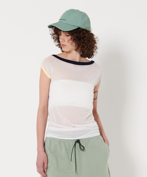 rokuホワイト Tシャツ Mサイズ セール】オーバーサイズ レギュラーカラーストレッチ長袖シャツ