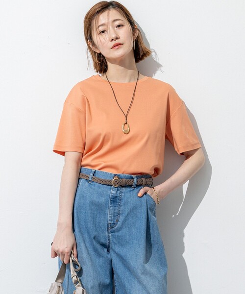 tシャツ 「速乾性/汗じみ防止」半袖 クロップド IT Tシャツ レディース 23区 tシャツ 「速乾性/汗じみ防止」半袖 クロップド IT Tシャツ