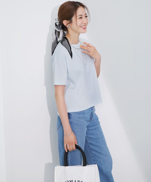 tシャツ 「速乾性/汗じみ防止」半袖 クロップド IT Tシャツ レディース 23区 tシャツ 「速乾性/汗じみ防止」半袖 クロップド IT Tシャツ
