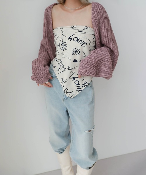 「UNE MANSION」 ニットボレロ FREE ダークグレー レディース_画像3