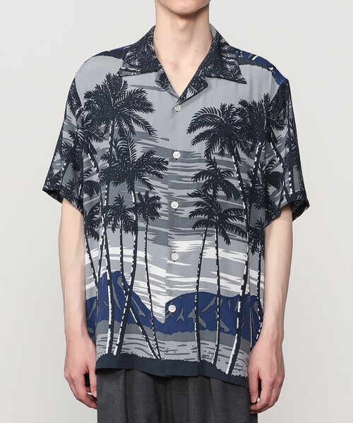 NOMA t.d. N Story Shirt 半袖シャツ ブラック NOMA t.d. シャツ NOMARHYTHM TEXTILE | 「別注」オープンカラー