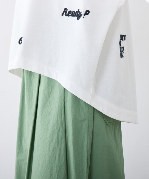 PUAL CE CIN グレー ロゴTシャツ 半袖 pual ce cin tシャツ コットンナイロンシアーロゴTシャツ
