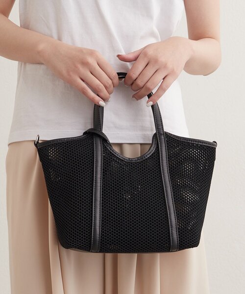 メッシュトートバッグ　ブラック earthy_ トートバッグ メッシュミニトートBag レディース メンズ