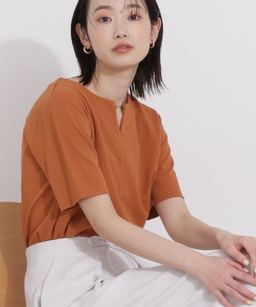 「NATURAL BEAUTY BASIC」 半袖ブラウス MEDIUM オレンジ レディース