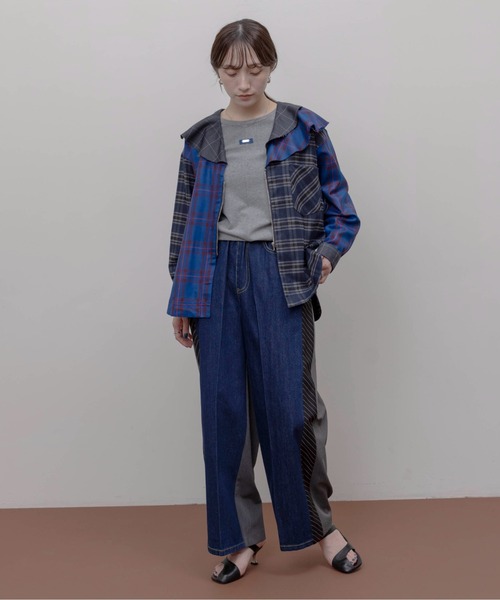 Eimee Law ブラウス シャツ フルカラーチェックジップシャツ