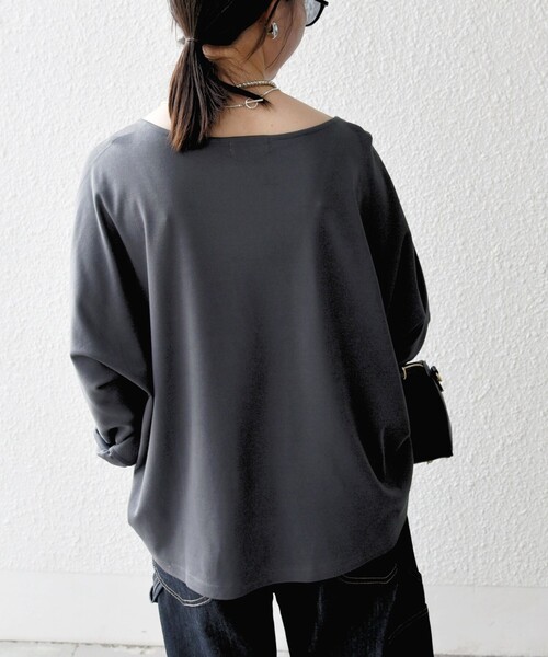 tシャツ SHIPS any:「接触冷感/汗染み防止加工/洗濯機可能」ボートネック ワイド ロンTEE レディース SHIPS any tシャツ any:「接触冷感/汗染み防止加工/洗濯機可能