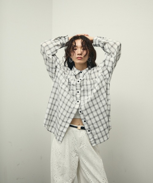 ブラウス シャツ Nocturne over size shirts / チェックオーバーサイズ