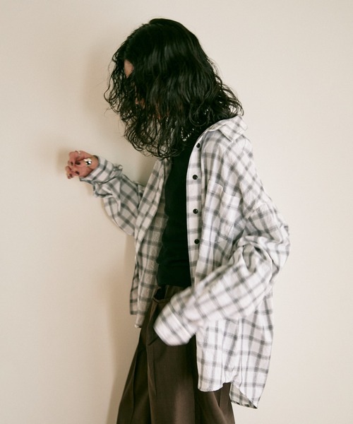 ブラウス シャツ Nocturne over size shirts / チェックオーバーサイズ