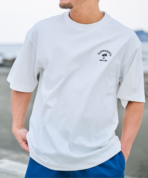 Sunny Smith tシャツ 「SUNNY SMITH」ヤシの木アーチロゴワンポイント