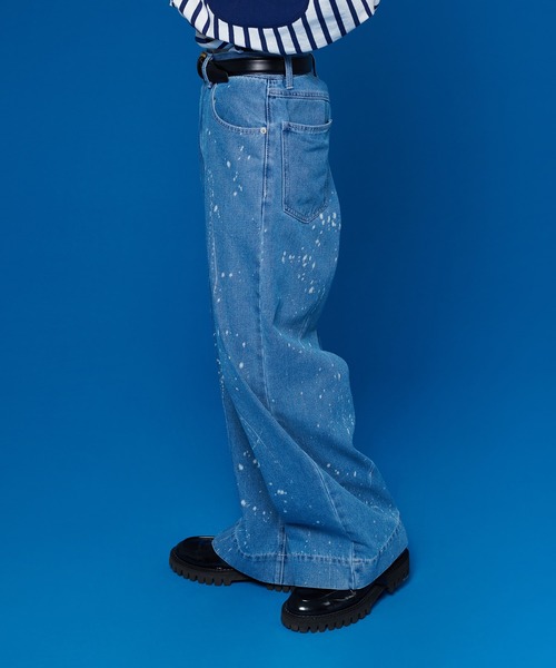 「ONCILY」 加工デニムパンツ MEDIUM ライトインディゴブルー メンズ