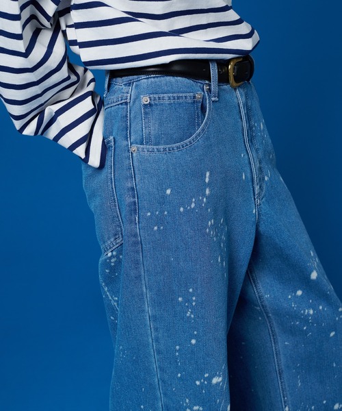 「ONCILY」 加工デニムパンツ MEDIUM ライトインディゴブルー メンズ