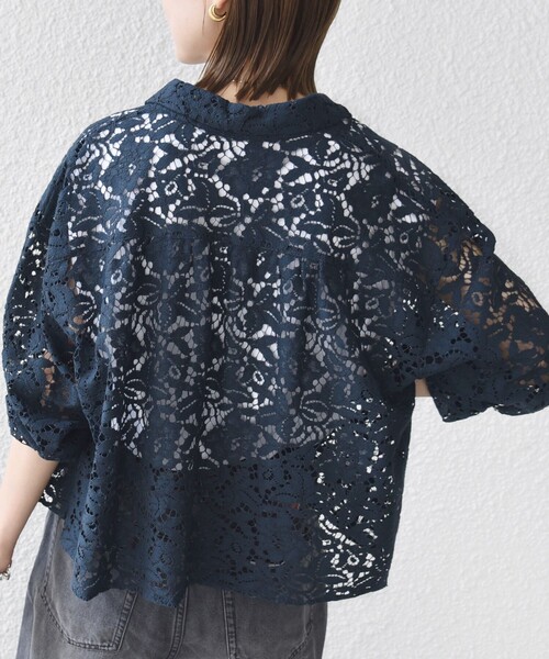 SHIPS（シップス） ブラウス シャツ 「手洗い可能」レース シャツ 羽織