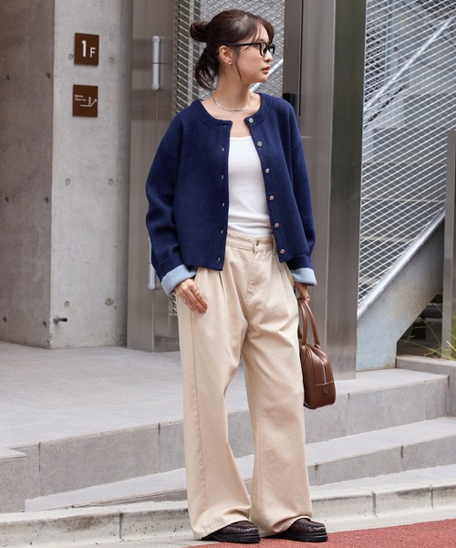 MONO-MART（モノマート） カーディガン ダブルフェイス 配色 ショート