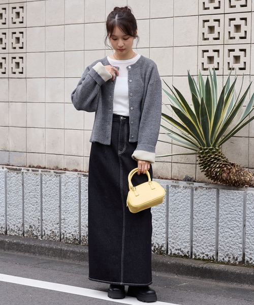 MONO-MART（モノマート） カーディガン ダブルフェイス 配色 ショート