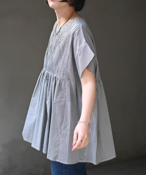 「＆HALF」 「Worldclass」半袖チュニック M ブルー系その他 レディース_画像9