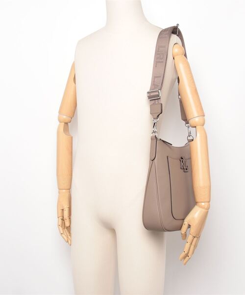 【美品】ローレンラルフローレン　ショルダーバッグ　グレージュ　本革　RLLロゴ org.jpg