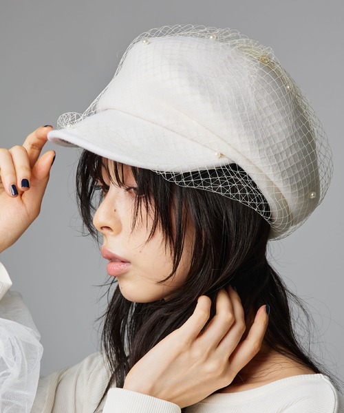 snidel パールチュールベレー帽 スナイデルSNIDEL パールチュールベレー帽BLK