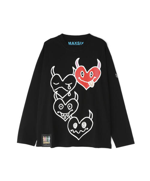 maxsix / Tシャツ/L/コットン/BLK maxsix tシャツ maxsix(マックスシックス）ONI HERTS L/S TEE メンズ
