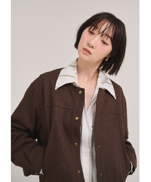 【ZOZO限定】フェイクスウェードジャケット ジャケット ノーカラージャケット フェイクスウェードノーカラー