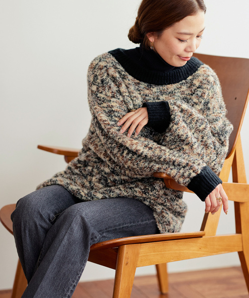 「B.C STOCK」 「Simplicite」長袖ニット FREE ネイビー レディース_画像2