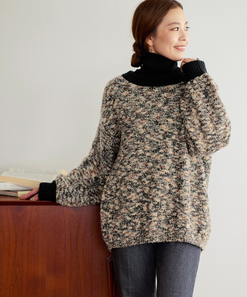 「B.C STOCK」 「Simplicite」長袖ニット FREE ネイビー レディース_画像3