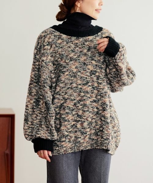 「B.C STOCK」 「Simplicite」長袖ニット FREE ネイビー レディース_画像5