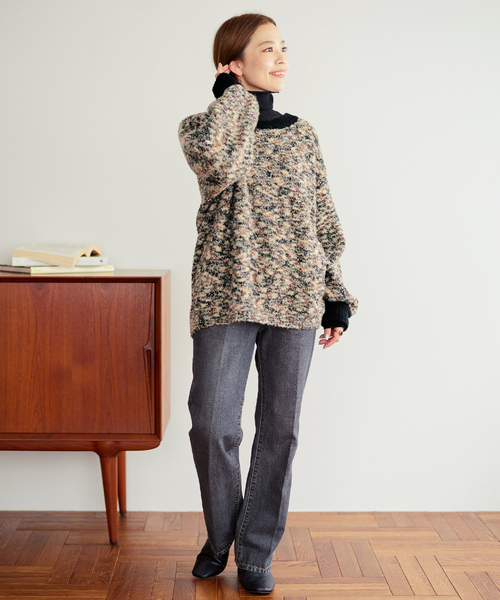 「B.C STOCK」 「Simplicite」長袖ニット FREE ネイビー レディース_画像7