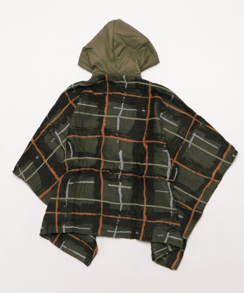 BLUE LABEL フード付きチェック柄ポンチョ 1回着用美品 BLUE LABEL フード付きチェック柄ポンチョ 【公式通販】