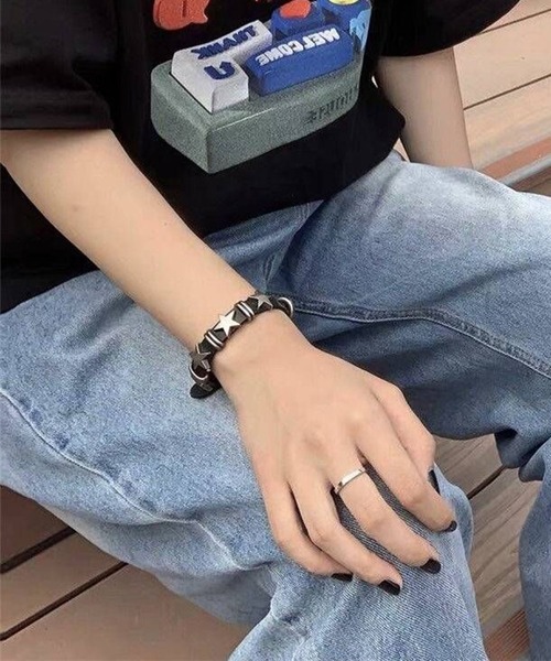 チョーカー パンク風レザースタッズY2K星リングブレスレット