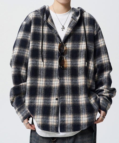 パーカー Street Crushチェックシャツフーディ メンズ レディース